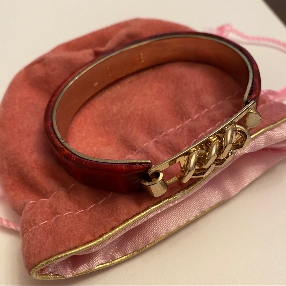 Alligator Mock Croc Gold chain Bangle Bracelet - Picture 11 of 11
